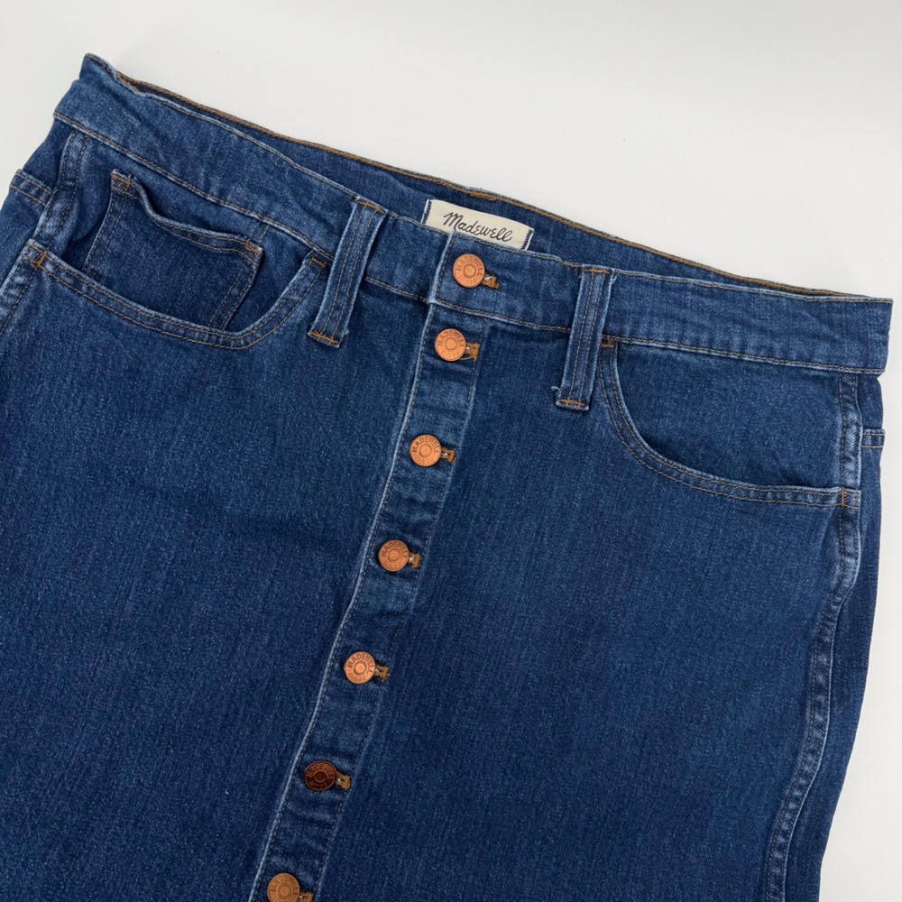 Madewell Denim Button Front A Line Mini Skirt Dark Wash Casual Classic Womens 32